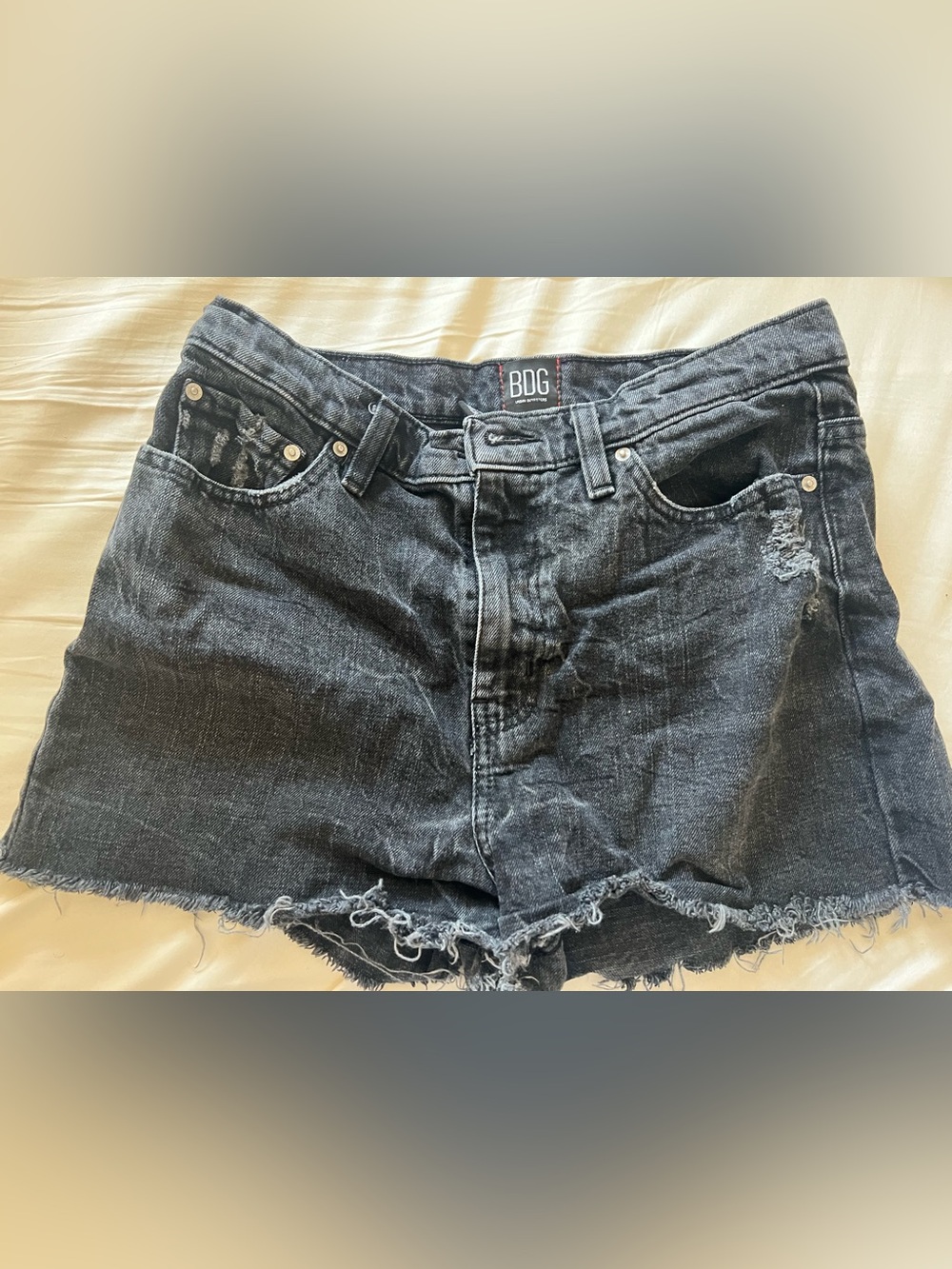 BDG Black Frayed Hem Denim Cutoff Shorts